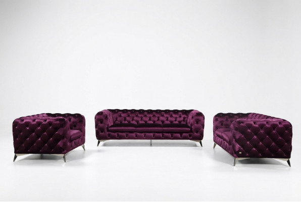 Sofa Chesterfield Polster Canapé XXL Grouss Garnitur Textil 2+1+1 Designer