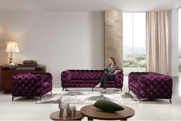 Chesterfield Italienesch Canapé 2x Einsëtzer Couch Set Polsterset Neit 1+1 Sëtz