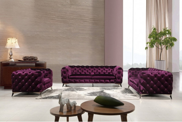 Chesterfield Italienesch Canapé 2x Einsëtzer Couch Set Polsterset Neit 1+1 Sëtz