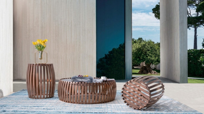 Designer Metall Edelstahl Couch Glasdësch + Beistelldëscher 2 Stéck Set