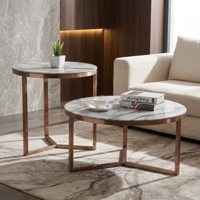 Couch Dësch Ronn Dëscher Ronn Sofa Metall Glas Beistell Designer Luxus