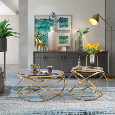 Canapé Dësch Ronn Dëscher Ronn Sofa Metall Glas Bäizestell Designer