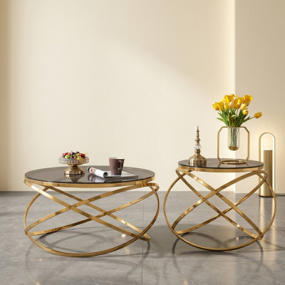 Bäistell-Couchtisch Ronn Dëscher Ronn Sofa Metall Konschtmërbeld Designer Luxus