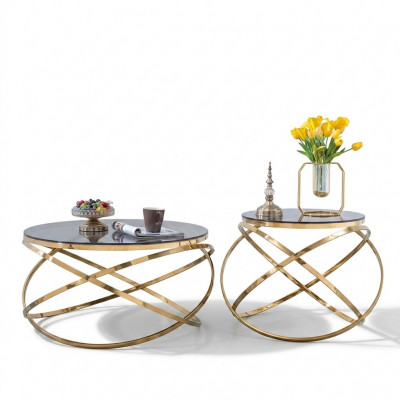 Bäistell-Couchtisch Ronn Dëscher Ronn Sofa Metall Konschtmërbeld Designer Luxus