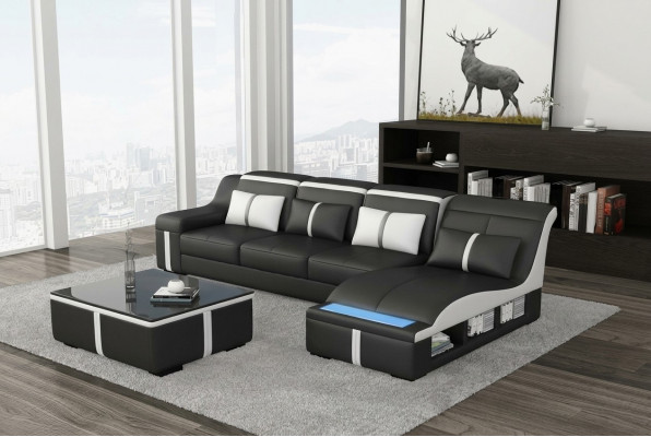 Eck-Canapé Couch Polster Eck-Sëtz L-Form Lieder Garnitur Wunnlandschaft