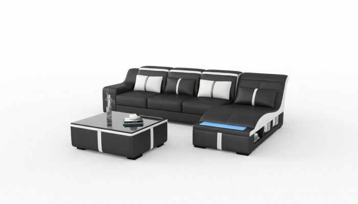Eck-Canapé Couch Polster Eck-Sëtz L-Form Lieder Garnitur Wunnlandschaft
