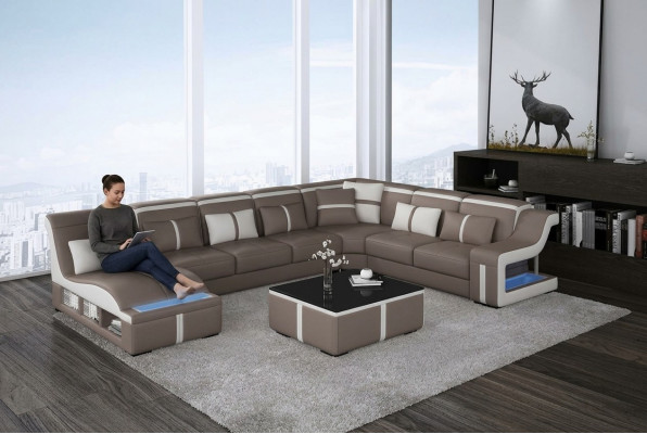 Eck Sofa Couch Polster Eck Sëtz U Form Lieder Garnitur Wunnlandschaft