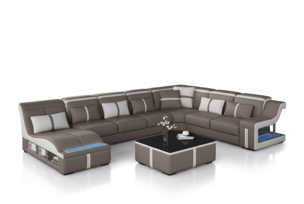 Eck Sofa Couch Polster Eck Sëtz U Form Lieder Garnitur Wunnlandschaft