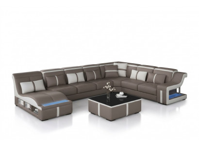 Eck Sofa Couch Polster Eck Sëtz U Form Lieder Garnitur Wunnlandschaft