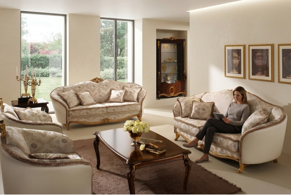 Luxus Klass 3+2+1 Italienesch Miwwel Sofasett Canapé Sofa Nei
