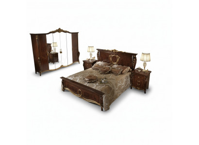 Duebelbett Bett Holz Design Better Antik Stil Barock Rokoko 2x Nuetsdëscher Nei