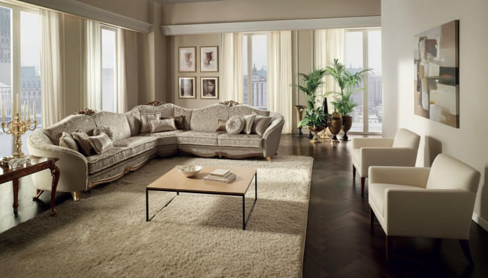 Klassesch Design Canapé Eckcanapé Wunnlandschaft Canapé Polster Sëtz arredoclassic