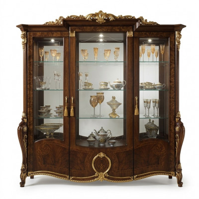 XXL Vitrin Glas Wandsschaf Vitrinnen Regal Barock Rokoko Stil Jugendstil