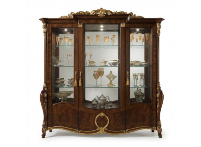 XXL Vitrin Glas Wandsschaf Vitrinnen Regal Barock Rokoko Stil Jugendstil