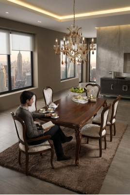 Klassesch 1 Stull Designer Italieneesch Iesszëmmer Miwwelen Holz Barock