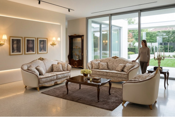 Sofa Couch 3 Plazen ouni 2+1 Designer Miwwelen Klassesch Barock Rokoko