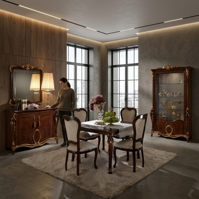 Iessdësch Dësch Iesssall Dëscher Holz Jugendstil Italienesch Miwwelen