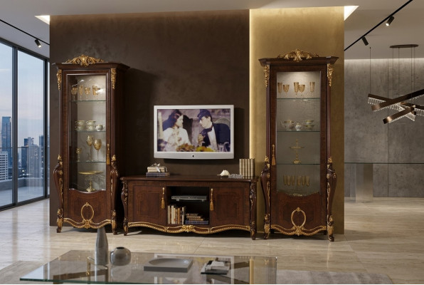 Klassesch Wunnwand Vitrine Kommode Schaf Sideboard Barock Rokoko