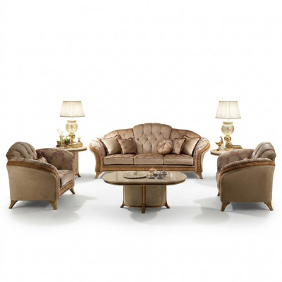 Canapé Grupp Sofa Couch 3 + 3 Wunnzëmmer Designer Miwwelen Klassesch Barock