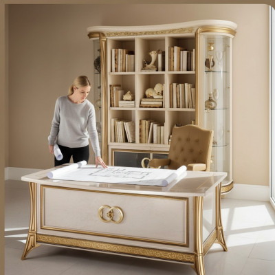 Bicherregal Schaf Vitrin XXL Designer Miwwel Luxus Barock Rokoko