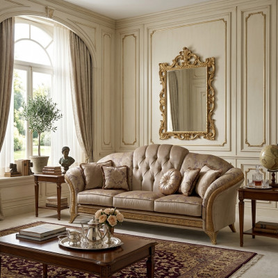 Edelt Designer Sofa Couch 2 Sëtzer Polster Sofas Textil Jugendstil arredoclassic™