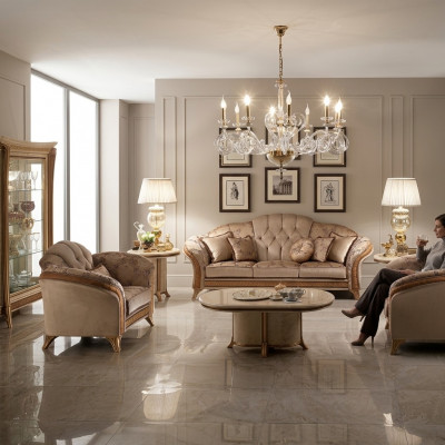 Sofa Canapé 3 Sitzplazen (ouni 2+1) Nei Sofas 2er Designer Miwwelen Klassesch