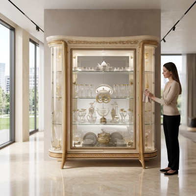 VITRINE Schaf Glasschaf Designer Miwwel Barock Rokoko Deko Jugendstil