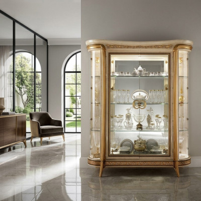 VITRINE Schaf Glasschaf Designer Miwwel Barock Rokoko Deko Jugendstil