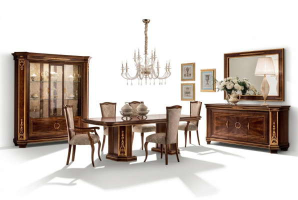 Komplett Iesszëmmer Vitrine Dësch 6x Still Kommode Spigel Set Garniture