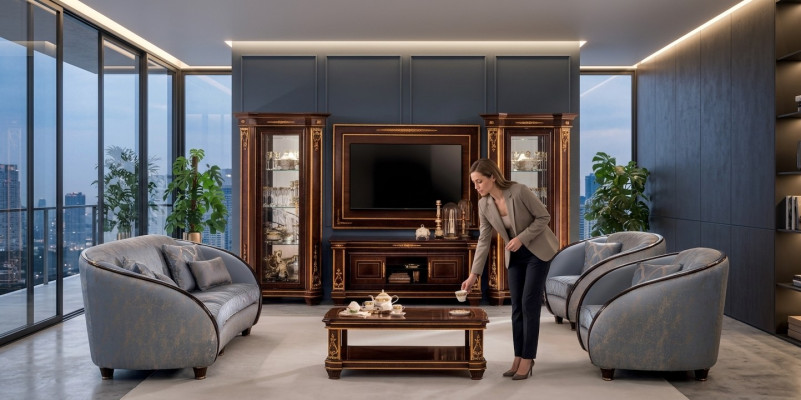 Wandwunnéng Vitrine rtv Schief Schaf Wand Rokoko Design Barock