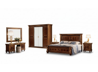 Schlofzëmmer Set Bett Nuetsdësch Kommode Spigel Hocker Neei 7tlg. Barock