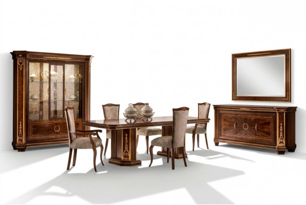 Miwwelen Dësch + 6x Stull Sets Iesszëmmer Garnitur Holz Komplett Barock