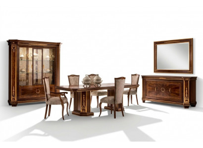 Miwwelen Dësch + 6x Stull Sets Iesszëmmer Garnitur Holz Komplett Barock