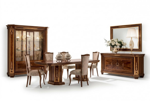 Miwwelen Dësch + 8x Stull Sets Iesszëmmer Garnitur Holz Komplett Barock