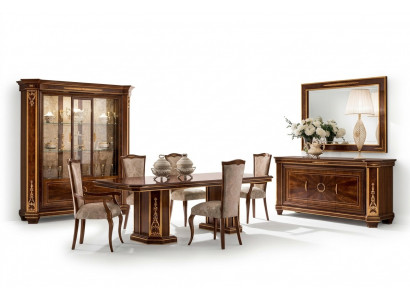 Miwwelen Dësch + 8x Stull Sets Iesszëmmer Garnitur Holz Komplett Barock