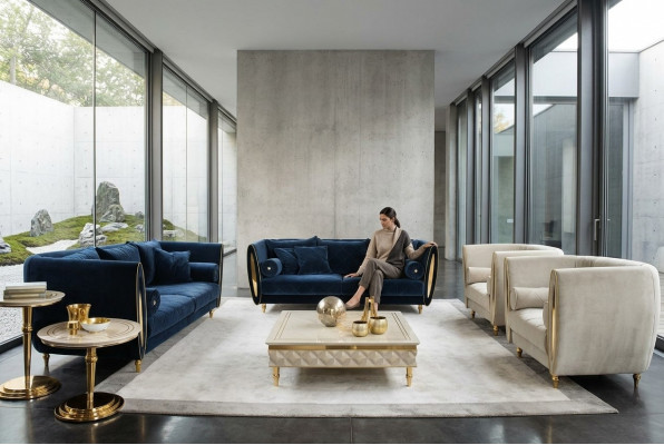 Sofa Garnitur Couch 3 + 2 + 1 Wunnzëmmer Designer Miwwelen Klassesch