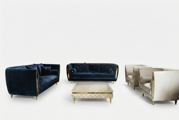 Sofa Garnitur Couch 3 + 2 + 1 Wunnzëmmer Designer Miwwelen Klassesch