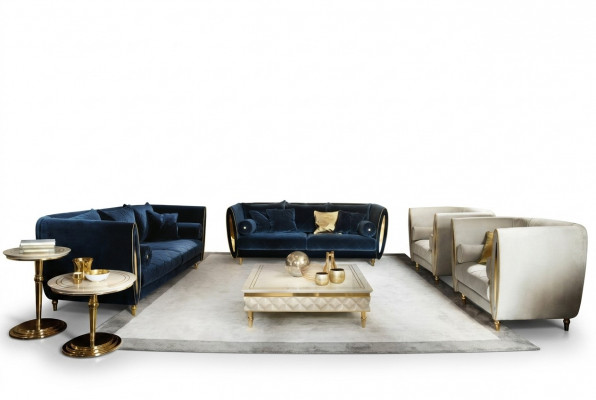 Sofagarnitur Sofa Canapé 3 Sëtz (ouni 2+1) Designer Miwwelen Klassesch