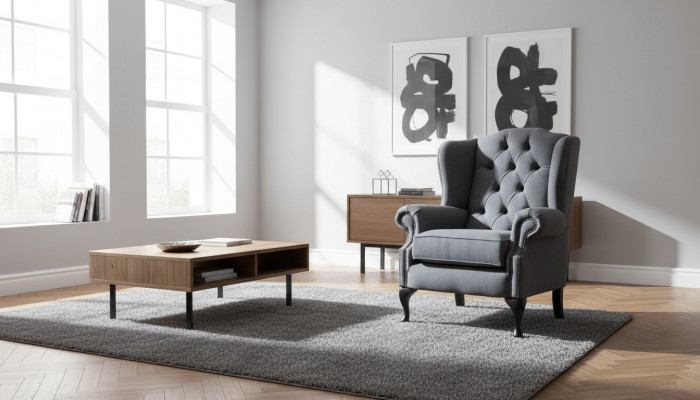Chesterfield Design Luxus Stoff-Sofa Textil Ouresessel 1-Sëtzer Sofa Polster