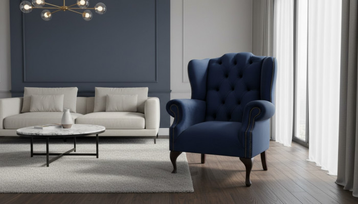 Chesterfield Ouerensessel Sessel 1 Sëtzer Polster Couch Sofa Relax Fernseh Nei #1