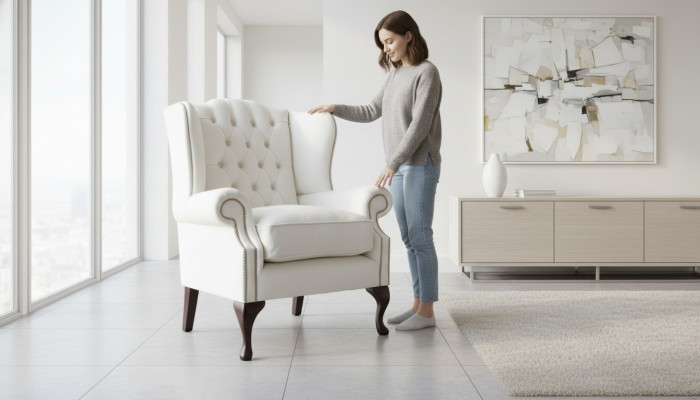 Ohrensessel Chesterfield Sëtz Fernseh Couch 1-Sëtz Sofa Textil Couchen Stoff