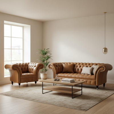 2+1 Sofa Garnitur Chesterfield Textil Stoff Canapé Couchë Këssen Set Garnituren