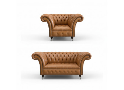 2+1 Sofa Garnitur Chesterfield Textil Stoff Canapé Couchë Këssen Set Garnituren