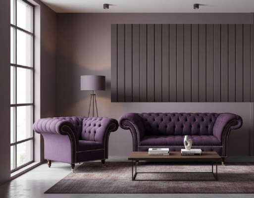 2+1 Sofagarnitur Chesterfield Textilstoff Sofa Couchen Polster Set Garnituren