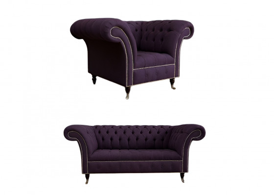2+1 Sofagarnitur Chesterfield Textilstoff Sofa Couchen Polster Set Garnituren
