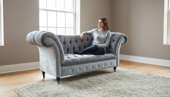 Design Chesterfield Stoff Couch Chaiselongue Polster Nei Chaiselongen Sofas