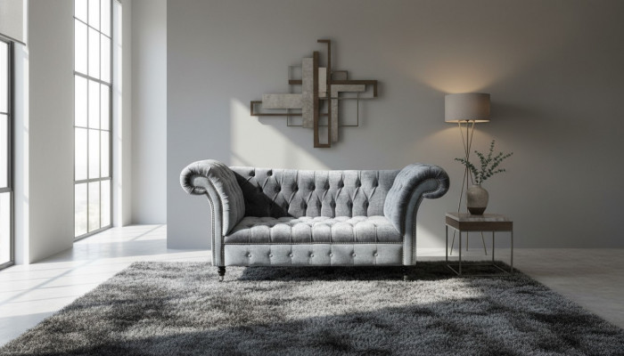 Design Chesterfield Stoff Couch Chaiselongue Polster Nei Chaiselongen Sofas