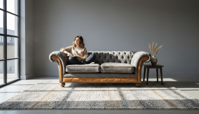 XXL Canapé 3-sëtz Couch Chesterfield Polster Sëtz Garnitur Lieder Textil Neien Gro
