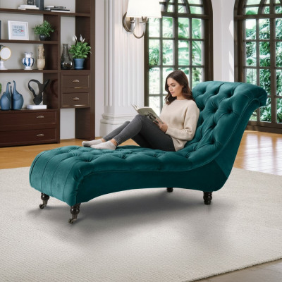 Chesterfield Samt Chaise Lounge Designer Sofa Club Lieg Polster Stoff Textil