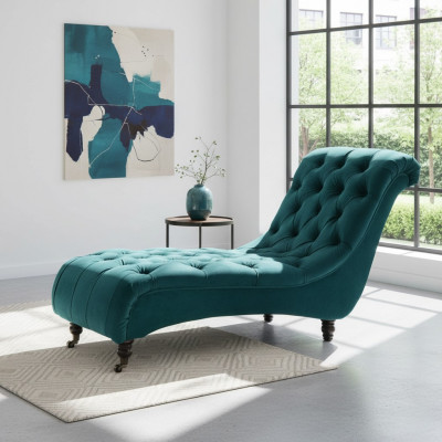 Chesterfield Samt Chaise Lounge Designer Sofa Club Lieg Polster Stoff Textil